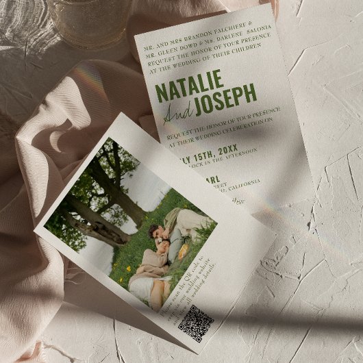 Foto Classy Bright Kleurrijke QR Code Wedding Kaart