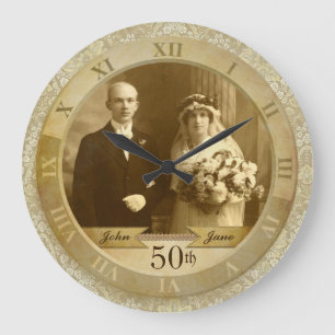 Foto Clock Gold Damask Roman Numeral Grote Klok