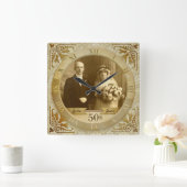  Foto Clock Gold Damask Roman Numeral Vierkante Klok (Huis)