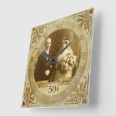  Foto Clock Gold Damask Roman Numeral Vierkante Klok (Hoek)