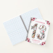 Foto Collage 13th Birthday Pink Flower Guest Book Notitieboek (Binnen)