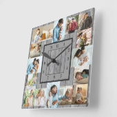 Foto Collage 16 Afbeelding grijs hout Genummerd Vierkante Klok (Hoek)