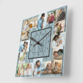 Foto Collage 16 Afbeelding Kustblauw Hout Vierkante Klok (Hoek)