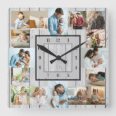 Foto Collage 16 Afbeelding Whitespoed hout Genumme Vierkante Klok (Voorkant)