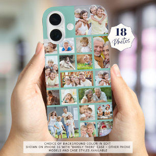 Foto Collage 18 foto's Aangepaste kleur Mint iPhone 16 Hoesje