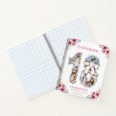 Foto Collage 18e Birthday Pink Flower Guest Book Notitieboek (Binnen)