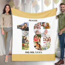 Foto collage 18e verjaardag Neutrale zand Afbeeldi Fleece Deken