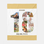 Foto collage 18e verjaardag Neutrale zand Afbeeldi Fleece Deken (Voorkant)