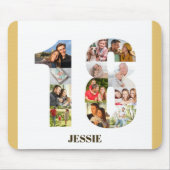 Foto Collage 18e verjaardag Nummer 18 Aangepast Muismat (Voorkant)