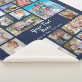 Foto Collage 19 Foto's Brush Script Navy Blue Sherpa Deken (3/4)