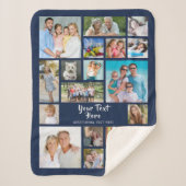 Foto Collage 19 Foto's Brush Script Navy Blue Sherpa Deken (Voorkant)