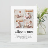 Foto: Collage 1st Birthday Girl Uitnodiging (Staand voorkant)