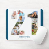 Foto Collage 21st Birthday Number 21 Persoonlijk Muismat (Met muis)