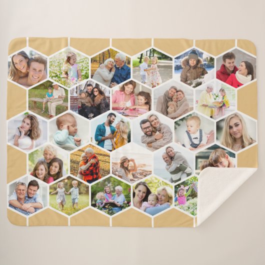 Foto Collage 28 Afbeelding Honeycomb Warm Honey Sherpa Deken (Voorkant (horizontaal))