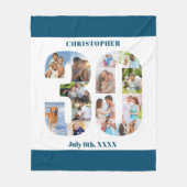 Foto Collage 30th Birthday Blue White Afbeelding Fleece Deken (Voorkant)