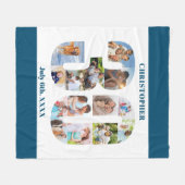 Foto Collage 30th Birthday Blue White Afbeelding Fleece Deken (Voorkant (Horizontaal))