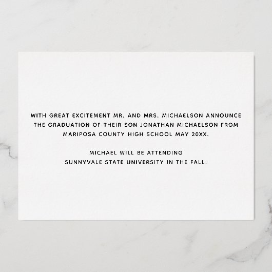 Foto Collage 3 Afbeeldingen Afstuderen aankondigin Folie Uitnodiging (Achterkant)