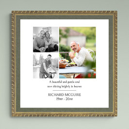 Foto Collage 3 Foto Simple Funeral Memorial Poster