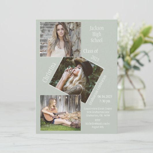 Foto Collage 3 Persoonlijk Afstuderen Aankondiging (Staand voorkant)