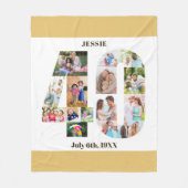Foto Collage 40th Birthday Beige White Afbeelding Fleece Deken (Voorkant)