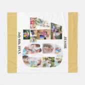 Foto Collage 40th Birthday Beige White Afbeelding Fleece Deken (Voorkant (Horizontaal))