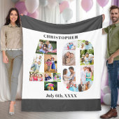 Foto Collage 40th Birthday Gray White Afbeelding Fleece Deken