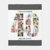 Foto Collage 40th Birthday Gray White Afbeelding Fleece Deken (Voorkant)