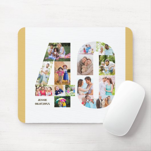 Foto Collage 40th Birthday Number 40, aangepast Muismat (Met muis)