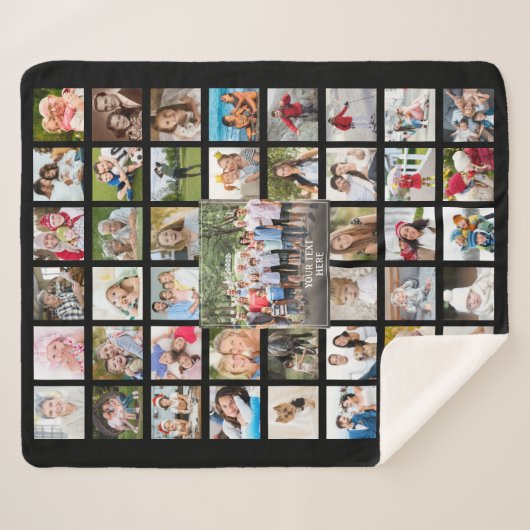 Foto Collage 45 Afbeeldingen Gepersonaliseerd zwar Sherpa Deken (Voorkant (horizontaal))