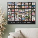 Foto Collage 45 Foto's Aangepaste aangepaste kleur Imitatie Canvas Print<br><div class="desc">Creëer eenvoudig een foto-herinneringen weergeven op een faux canvasafdruk met deze eenvoudig te uploaden foto-collage grid-sjabloon met 45 afbeeldingen om een speciale gebeurtenis of mijlpaal te gedenken, of voor een cadeau met een betekenisvolle foto-keepjesnaam die gepersonaliseerd is met jouw tekst, titel of bericht. BIJSTAND: Neem contact op met de ontwerper...</div>