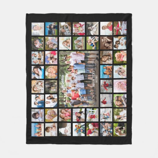 Foto Collage 45 Foto's Persoonlijk zwart Fleece Deken (Voorkant)