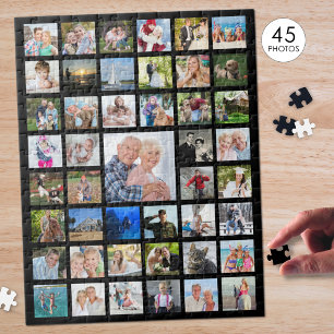 Foto Collage 45 Foto's Zwart Legpuzzel