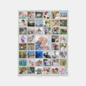 Foto Collage 45 strips Editable Gray Personalized Fleece Deken (Voorkant)