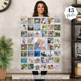 Foto Collage 45 strips Editable Gray Personalized Fleece Deken