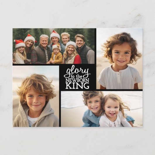 Foto Collage - 4 foto's met een minimaal ontwerp r Feestdagenkaart (Voorkant)