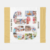 Foto Collage 50e verjaardag Beige White Afbeelding Fleece Deken (Voorkant (Horizontaal))