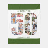 Foto Collage 50th Birthday Green White Afbeelding Fleece Deken (Voorkant)