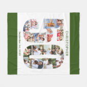 Foto Collage 50th Birthday Green White Afbeelding Fleece Deken (Voorkant (Horizontaal))