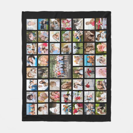 Foto Collage 53 Foto's Persoonlijk zwart Fleece Deken (Voorkant)