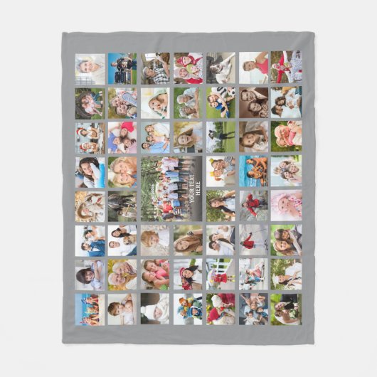 Foto Collage 53 Foto's Speciaal bewerkbare grijs Fleece Deken (Voorkant)