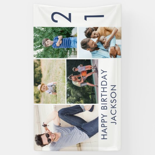 Foto Collage 5 Afbeelding 21st Birthday Banner (Verticaal)