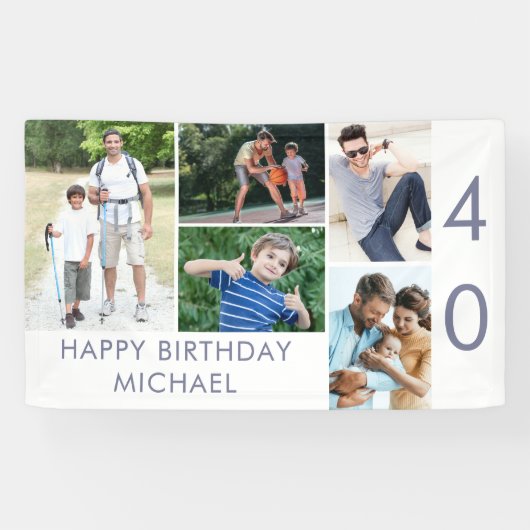 Foto Collage 5 Afbeelding 40th Birthday Banner (Horizontaal)