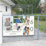 Foto Collage 5 Afbeelding 60th Birthday Banner<br><div class="desc">Een gepersonaliseerde banner die een 60ste verjaardag viert - of pas je aan voor elke andere leeftijd! Het fotomalplaatje is opstelling voor u om 5 van uw favoriete foto's toe te voegen die in een fotocollage van horizontale landschaps en verticale portretformaten worden getoond. De formulering "Happy Birthday [jouw naam]" in...</div>