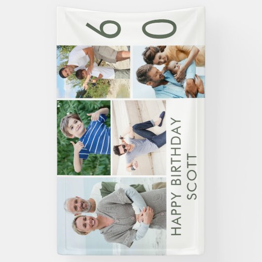 Foto Collage 5 Afbeelding 60th Birthday Banner (Verticaal)