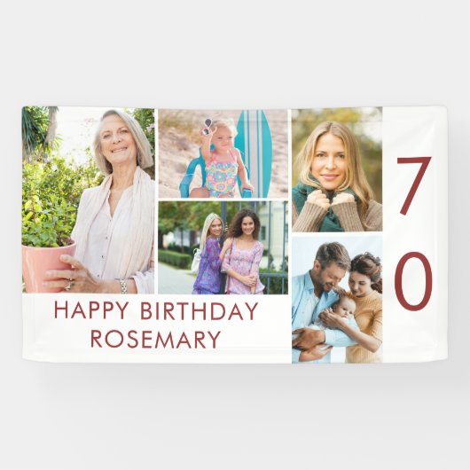 Foto Collage 5 Afbeelding 70th Birthday Banner (Horizontaal)