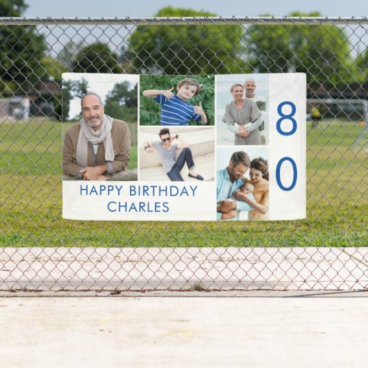 Foto Collage 5 Afbeelding 80th Birthday Banner (Insitu)