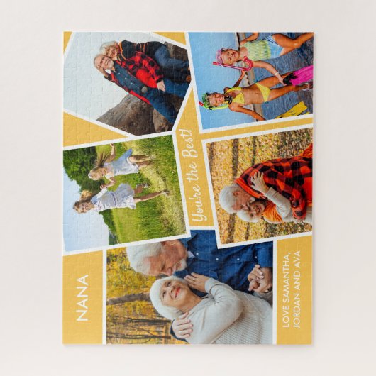 Foto Collage 5 Afbeeldingen Yellow Personalized Na Legpuzzel (Verticaal)