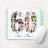 Foto Collage 60th Birthday Number 60 Mint Muismat (Met muis)