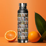 Foto collage - 6 foto's over patroonraster waterfles<br><div class="desc">Voeg 6 foto's aan dit leuke netpatroon toe. Voor beste resultaten,  gewassenfoto's in vierkanten alvorens te uploaden. Dit ontwerp bevat 6 foto's over het gehele flessenontwerp. Gebruik je favoriete foto of afbeeldingen om een leuk hoopje te maken om met vrienden te delen.</div>