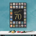 Foto Collage 70th Birthday Hoofdstuk 70 Large Imitatie Canvas Print<br><div class="desc">Geef een uniek en gepersonaliseerd geschenk voor een 70e verjaardag met een 32 foto collage faux canvasafdruk. Deze prachtige collage legt herinneringen vast uit de afgelopen 70 jaar van het leven van deze speciale persoon, die trots in hun huis kunnen worden getoond. Het is gedrukt op een groot nepcanvas, dat...</div>